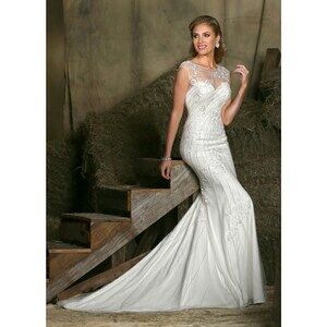 Da Vinci Lace Fit and Flare Bridal Wedding Dress 50324